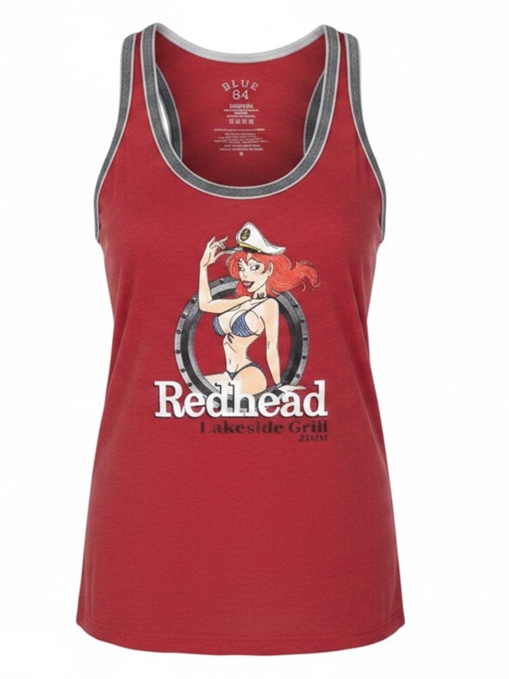 Blue 84 Redhead Lakeside Grill Lake of the Ozarks Racerback Tank Top Womens M